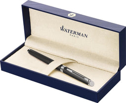 Waterman Hémisphère-vulpen | Matzwart met chromen afwerking | Fijne penpunt | Zwarte inkt | Geschenkverpakking