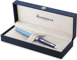 Waterman Hémisphère vulpen | metaal-blauwe lak met palladium-gecoat detail | roestvrijstalen medium penpunt | met Geschenkdoos