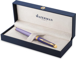 Waterman Hémisphère vulpen | metaal-paarse lak met verguld detail | vergulde medium penpunt | met Geschenkdoos