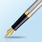 Waterman Hémisphère-vulpen | Roestvrij staal met 23k gouden rand | Medium penpunt | Zwarte inkt | Cadeauverpakking