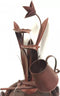 Waterornament Flower - Polystone - Roodbruin - 85cm - Incl. Pomp en LED