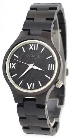 Wave Hawaii Horloge Citizen Miyota Dames 3,5 Cm Hout Zwart
