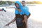 Wave Hawaii Poncho Heren Zwart/blauw Maat L