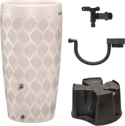 Wave Regenton Set Taupe 240L met Bloemenbak - Regenton - Complete Set - Inclusief Kraan, Voet, Vulautomaat