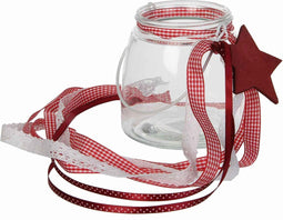 Waxinehouder met lint maat in cm: 12.5 x 12.5 glas