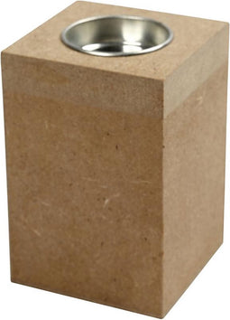 Waxinelichthouder Mdf 7 X 7 X 10 Cm Bruin Per Stuk