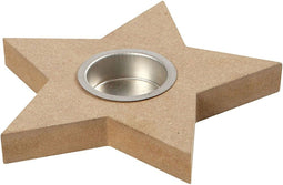 Waxinelichthouder Ster Mdf 15 Cm Bruin Per Stuk