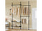 SoBuy Telescopische Vloerhanger - Verstelbare Open Garderobe - 3 Stangen 2 Planken - Zwart