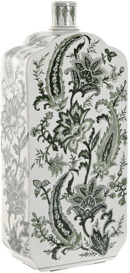 Vaas Home ESPRIT Wit Groen Porselein Blad van een plant 21 x 10 x 48 cm