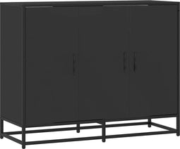 vidaXL - Dressoir - 94x35x76 - cm - bewerkt - hout - zwart