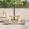 vidaXL - 3-delige - Tuinstoelset - met - Kussens - in - Beige - Poly - Rattan - en - Acacia