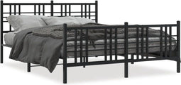 vidaXL - Bedframe - met - voetbord - zonder - matras - metaal - zwart - 160x200 - cm