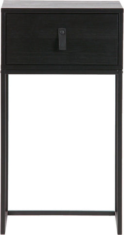 WOOOD Zola Nachtkastje Met Lade - Grenen Geborsteld - Zwart - 74x40x35