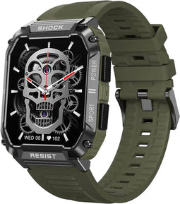 Valante FitMax Smartwatch - Smartwatch Heren - Groen - 53 mm - Stappenteller - Hartslagmeter - Saturatiemeter - Bellen via Bluetooth