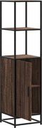 vidaXL - Hoge - kast - 35,5x35x139 - cm - bewerkt - hout - en - metaal - bruin - eiken