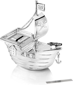 Zilverstad - Spaarpot Piratenboot - Graveerplaatje - Zilver