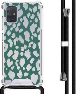 iMoshion Hoesje Geschikt voor Samsung Galaxy A71 Hoesje Met Koord - iMoshion Design Hoesje met Koord - Groen / Transparant / Panther Illustration Transparent