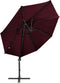 vidaXL - Zweefparasol - met - paal - en - LED-verlichting - 300 - cm - bordeauxrood