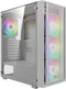 AURA GC2 ELITE WH A PC Behuizing Mid Tower Wit met Gehard Glas en 4x 120mm ARGB Fans