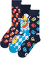 Happy Socks - Heren sokken - 3 paar met eten en drinken print - Blauw (3 stuks)