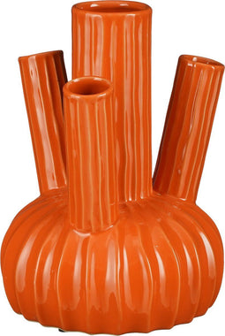 Mica Decorations Felipe - Tulpenvaas - Handgemaakt keramiek - Oranje H27 x Ø20 cm