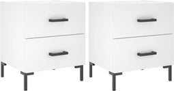 vidaXL - Nachtkastjes - 2 - st - 40x35x47,5 - cm - bewerkt - hout - wit