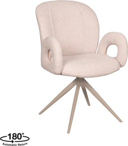 LABEL51 Neo Eetkamerstoel - Naturel - Stof - Taupe Frame - Stoel - Normale eetkamerstoel