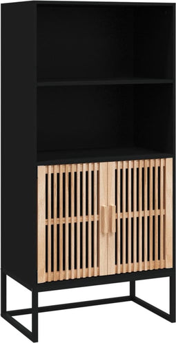 vidaXL - Hoge - kast - 60x35x125 - cm - bewerkt - hout - zwart
