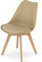 Stoel MARK - Donkerbeige, Beukenhouten Poten, Kunststof Zitting met Kunstlederen Kussen, Strak Design, Ergonomisch, Geschikt voor Keuken, Eetkamer, Kantine en Werkruimte, Max. 120 kg