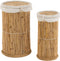 J-Line mand Cilinder- bamboe - naturel/wit - 2 stuks