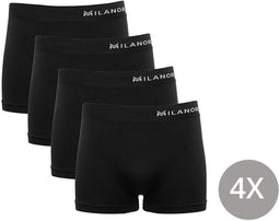 Milanoro - Naadloze boxershorts - Set van 4 - Zwart (4 stuks)