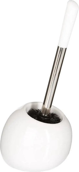 WC-/toiletborstel met houder rond wit glans keramiek 36 cm