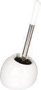 WC-/toiletborstel met houder rond wit glans keramiek 36 cm