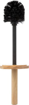 WC-/toiletborstel met houder rond wit met marmer effect kunststof/bamboe 38 cm