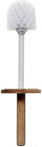 WC-/toiletborstel met houder rond wit met marmer effect kunststof/bamboe 38 cm