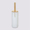 WC-/toiletborstel met houder rond wit met marmer effect kunststof/bamboe 38 cm