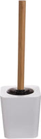 WC-/toiletborstel met houder vierkant wit kunststof/bamboe 38 cm