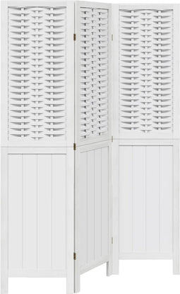 vidaXL - Kamerscherm - met - 3 - panelen - massief - paulowniahout - wit