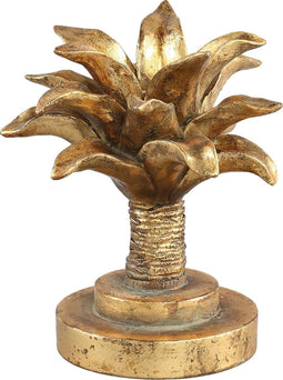 PTMD Kenny Antique Gold poly bloem kandelaar laag