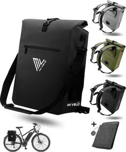 MIVELO fietstas - 3-in-1 bagagedragertas rugzak schoudertas - 100% waterdicht PVC-vrij zwart