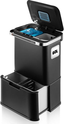 Hom&Com Prullenbak 60L - Automatische Sensor - Ozonfunctie & Geurfilter - Zwart