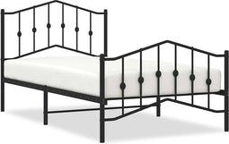 vidaXL - Bedframe - met - hoofd- - en - voeteneinde metaal - zwart - 100x190 - cm