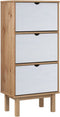 vidaXL - Schoenenkast - OTTA - 3 - lades - massief - grenenhout - bruin - en - wit