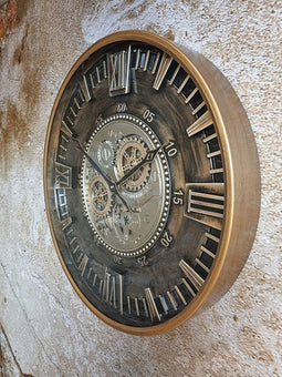 Klok goud - industriele klok - uurwerk wandklok - wandklok 59cm