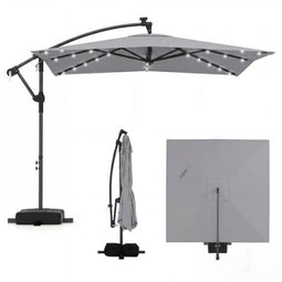 Coast NP13212GR - Zweefparasol 360° draaibaar met LED - Grijs