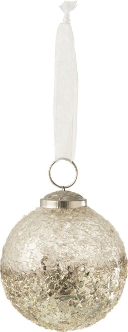 J-Line kerstbal Gebroken - glas - zilver - small - 4 stuks