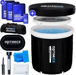 OPTIMICE IJsbad All-in Pakket - Inclusief Koelelementen E-Books Thermometer Draagtas - Opvouwbaar Zwart