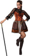 dressforfun Steampunk gravin M - verkleedkostuum - jurk met lange mouwen en kant - aardetinten