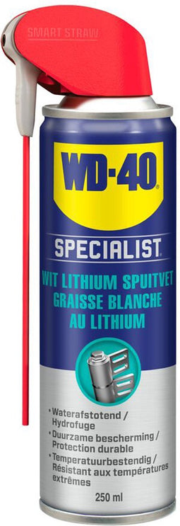 WD-40 Specialist® Wit Lithium Spuitvet - 250ml - Smeervet - Smeermiddel - Werkt uitstekend bij metaal-op-metaal mechanismen