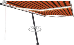 vidaXL - Luifel - automatisch - met - LED - windsensor - 400x300 - cm - oranje - bruin